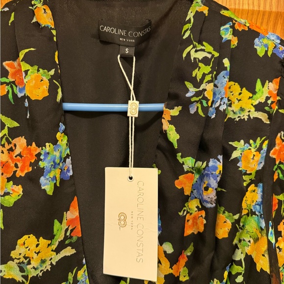 NWT Caroline Constas Vivian Gown Size S Blue Orange Floral Pattern - Picture 3 of 5